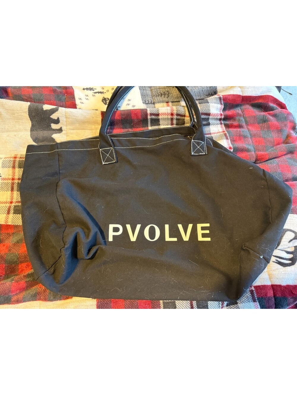 Pvolve Black Canvas Tote Bag Large Gym Yoga Fitness Carryall Logo Barely Used